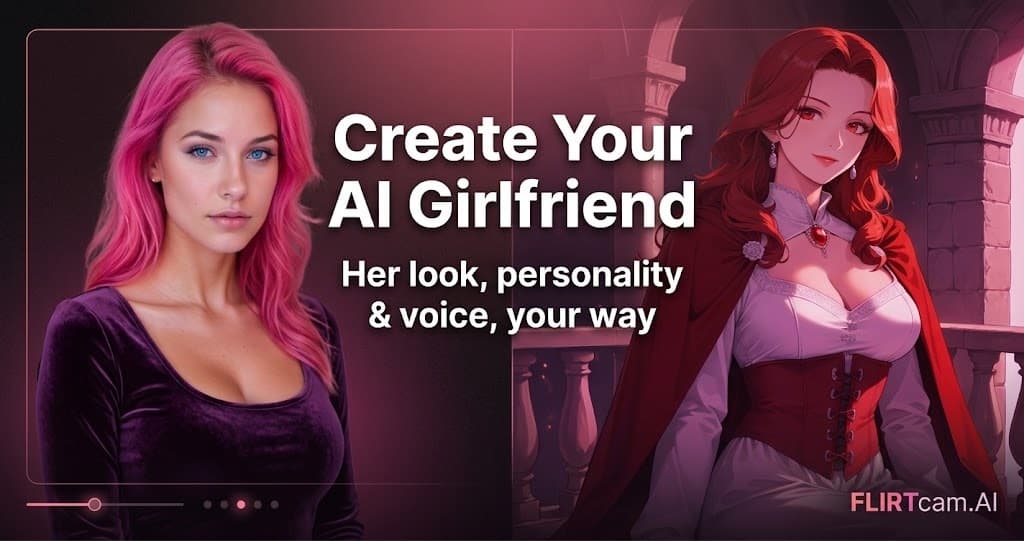 Create your own AI girlfriend on FLIRTcam.AI - customize her look, personality and voice