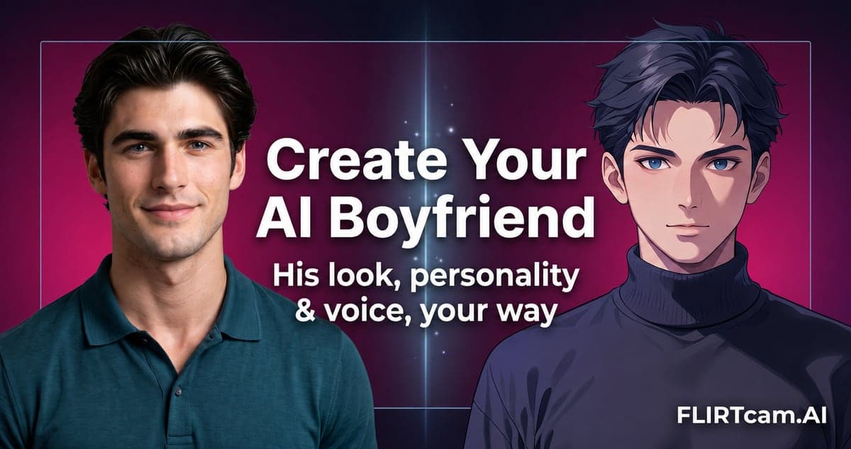 Create your own AI boyfriend on FLIRTcam.AI - customize his look, personality and voice