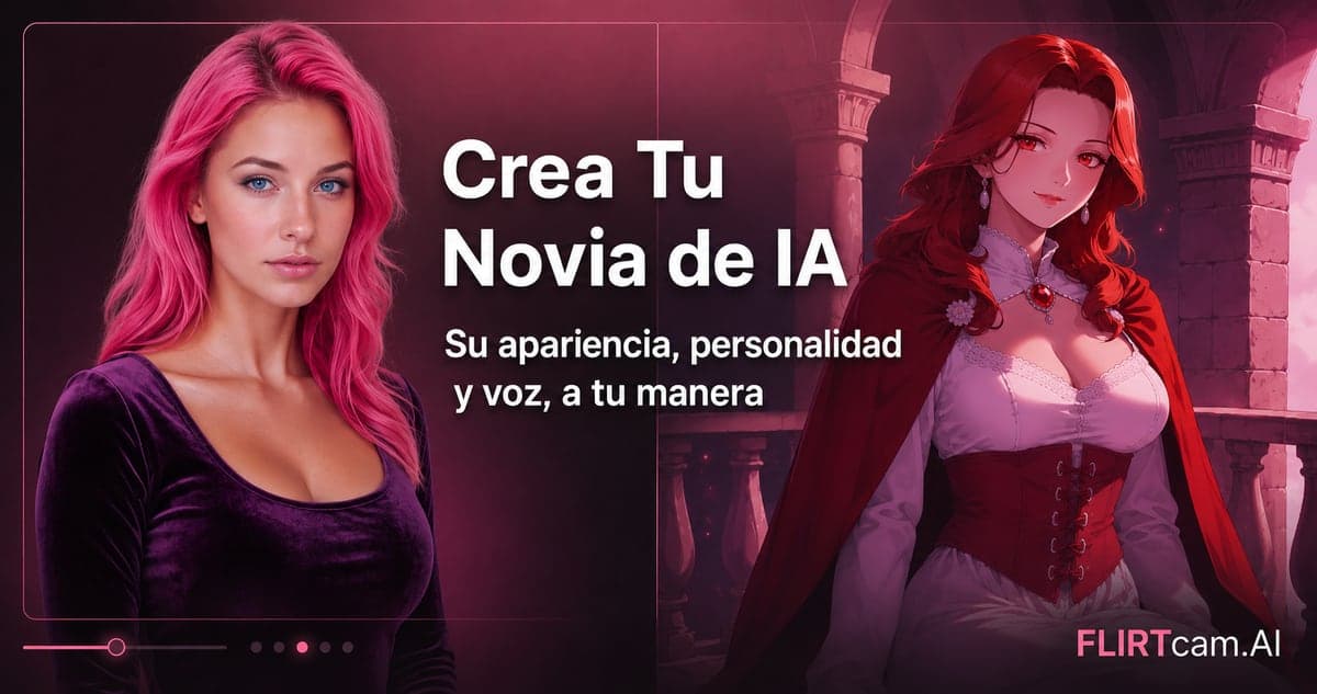 Crea tu propia novia IA en FLIRTcam.AI - personaliza su aspecto, su personalidad y su voz