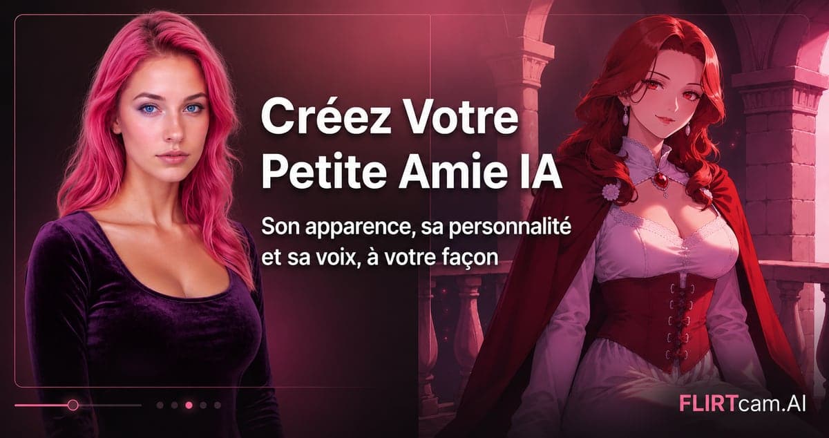 Créez votre propre petite amie IA sur FLIRTcam.AI - personnalisez son apparence, sa personnalité et sa voix